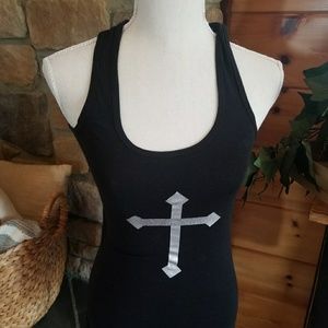 Black cross fitted tank